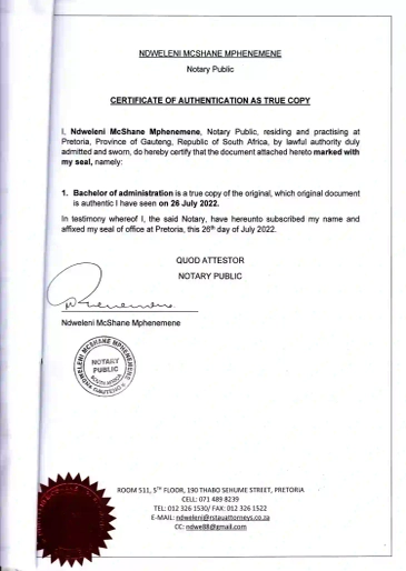 South Africa certificate attestation