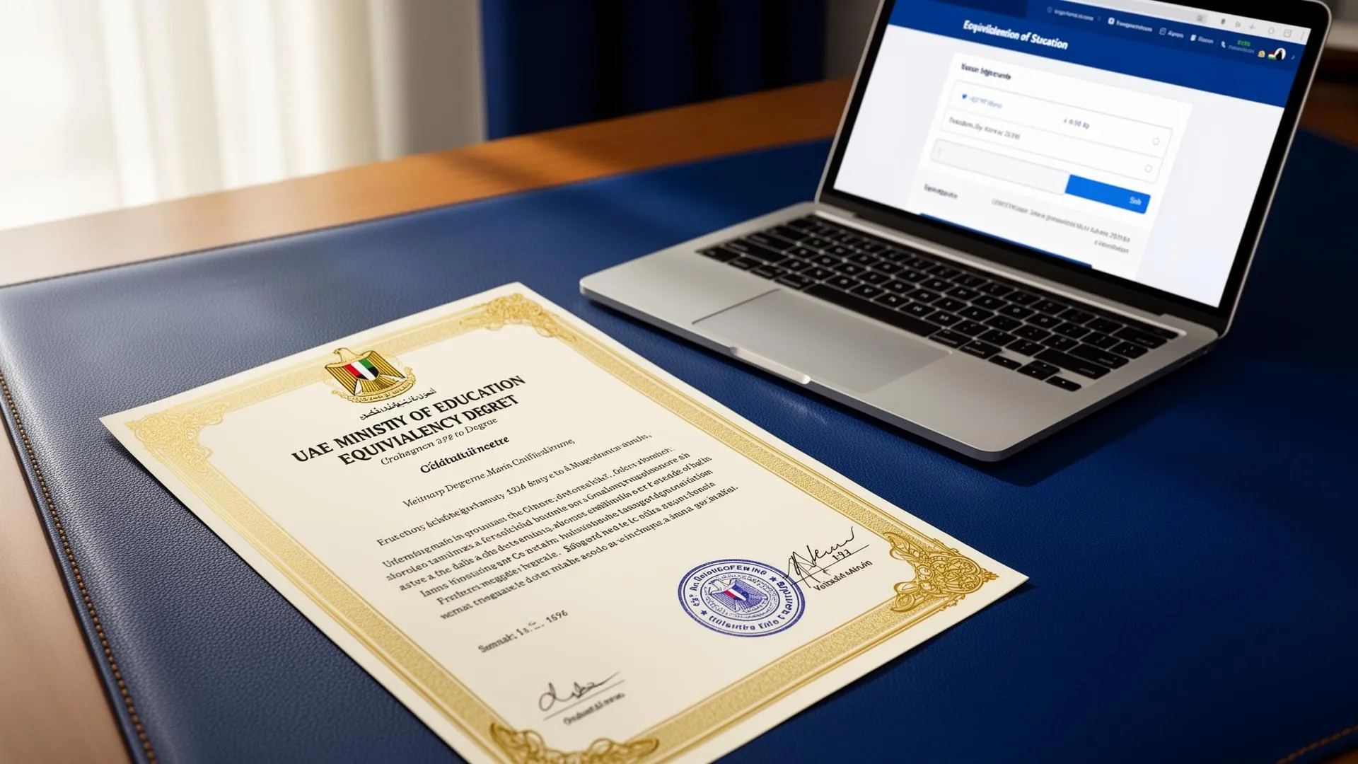 MOE certificate equivalency file prepared for a UAE application