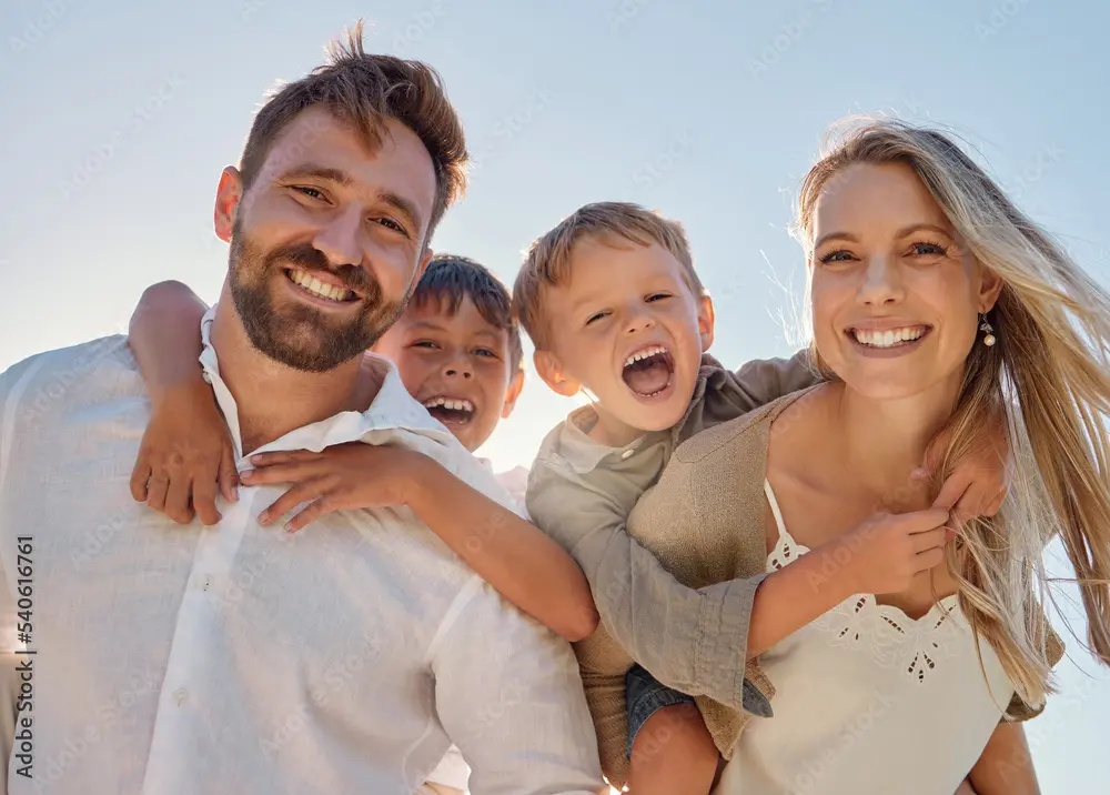 Happy family together outdoors