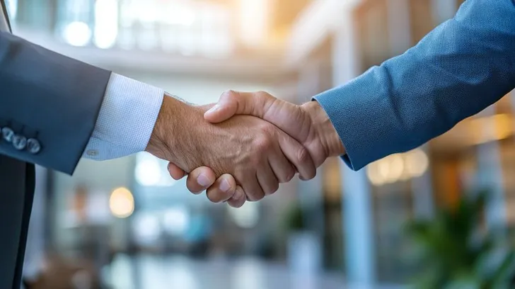 Professional business handshake close-up